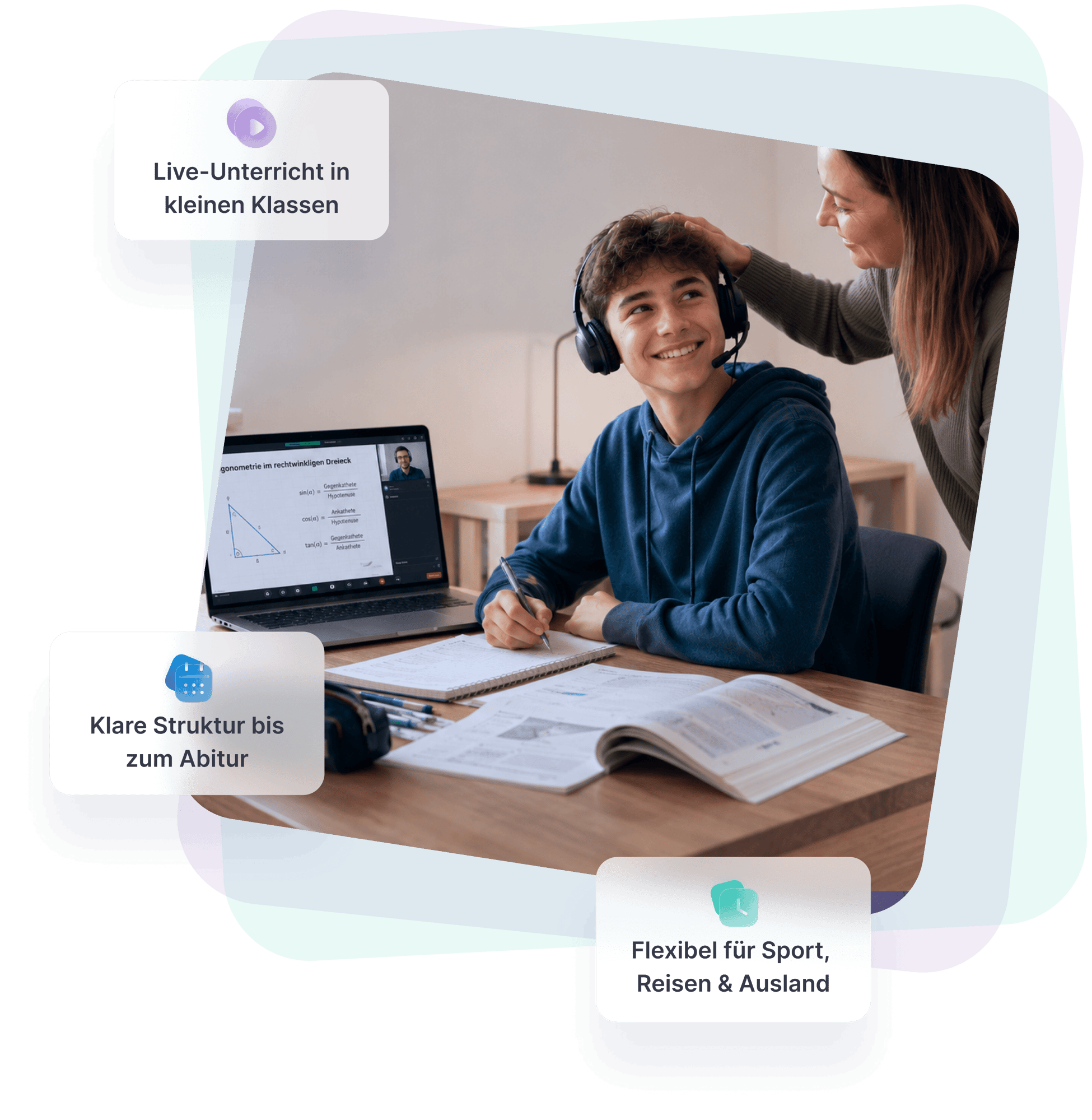 Schüler beim Online-Unterricht mit Edunova – lernen von zu Hause mit Live-Klassen Schüler beim Online-Unterricht mit Edunova – lernen von zu Hause mit Live-Klassen