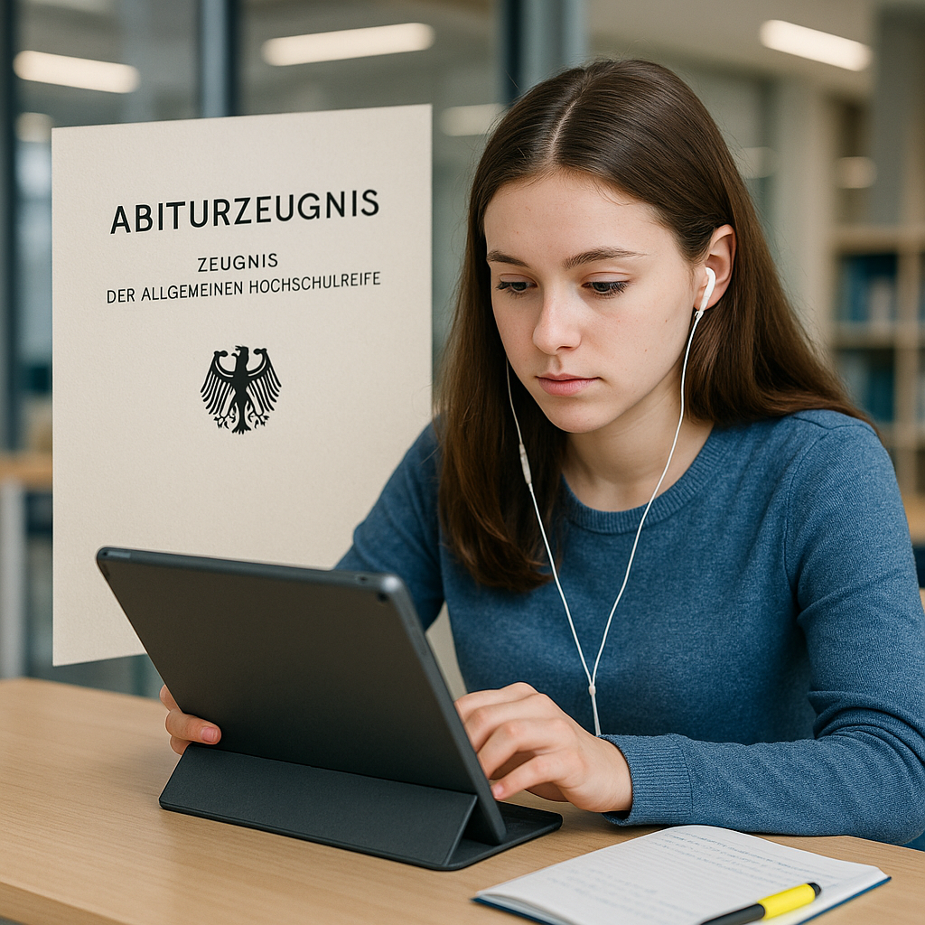 Eine Schülerin arbeitet konzentriert an einem digi
